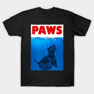 Scottie Silhouettes PAWS Tee for Admirers of Terrier Majesty T-Shirt